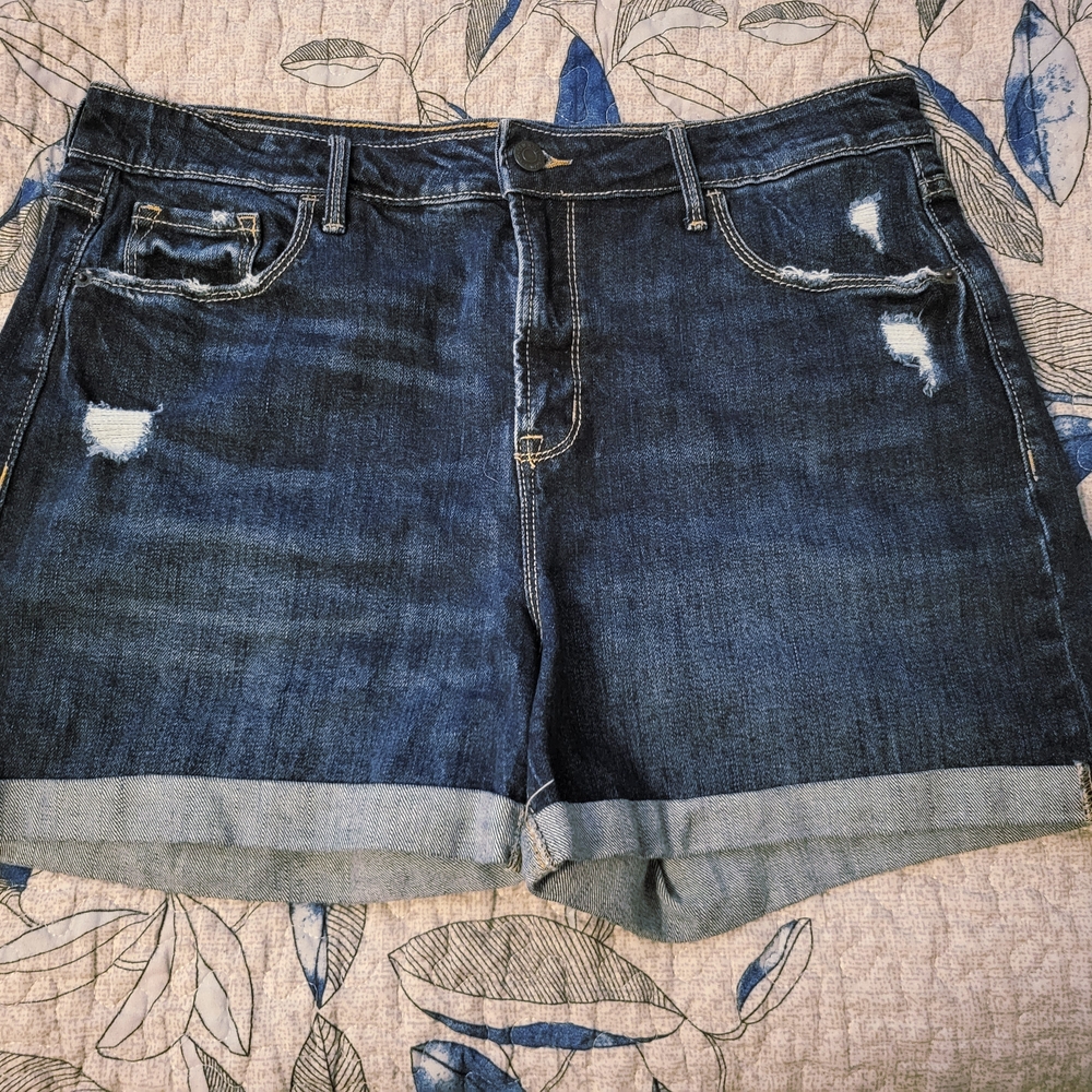 Old Navy Blue Jean Shorts Distressed Cuffed Casual
